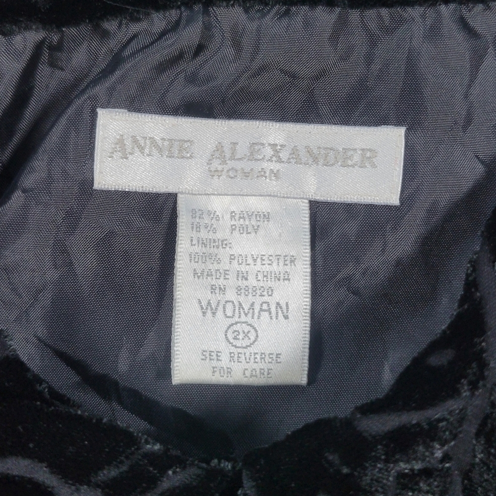 Annie Alexander Velvet Burnout Top‎ Womens 2X Black Paisley Button Front Blouse - Picture 3 of 8